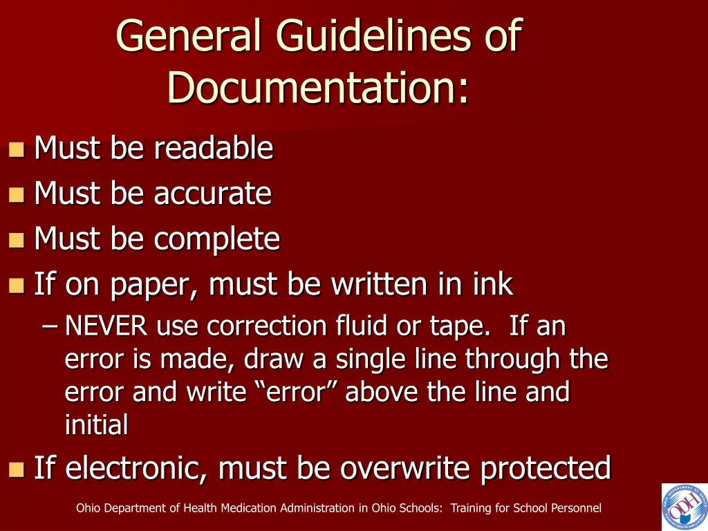 general guidelines of documentation