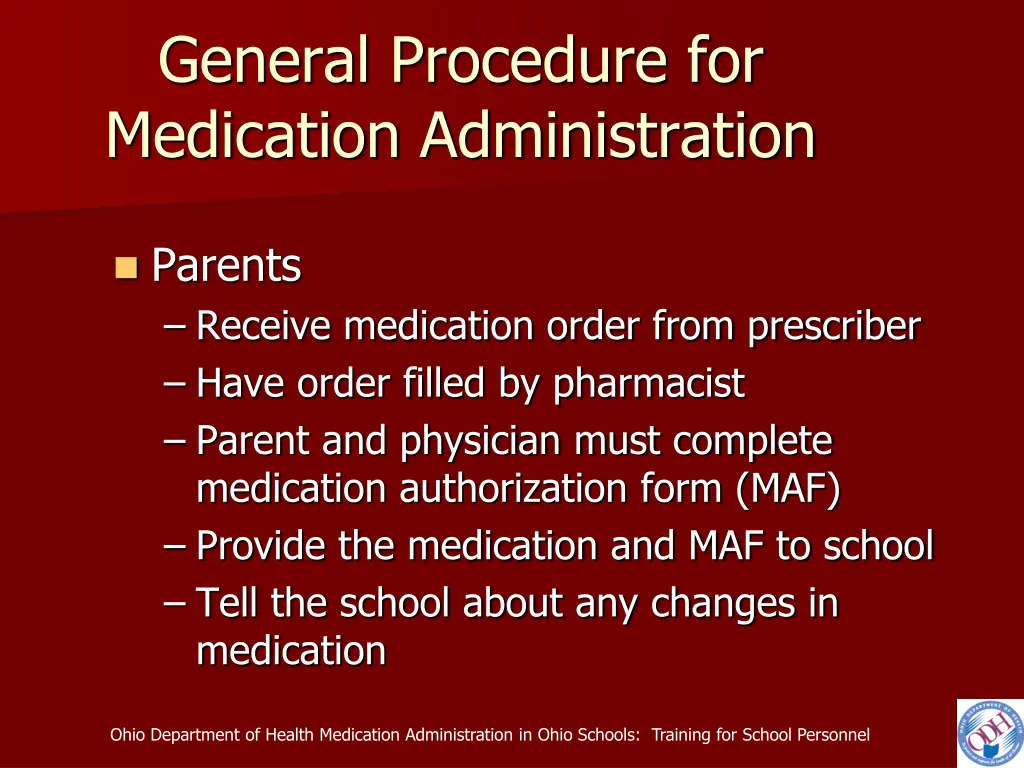 general procedure for medication administration