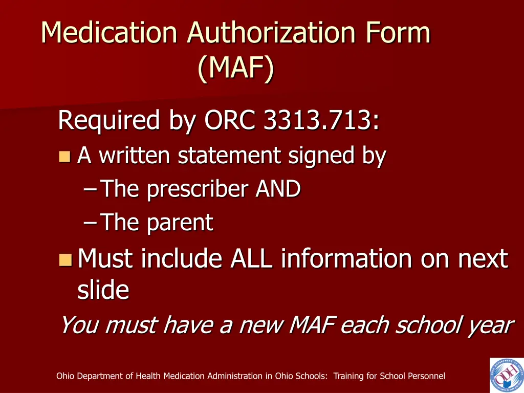 medication authorization form maf