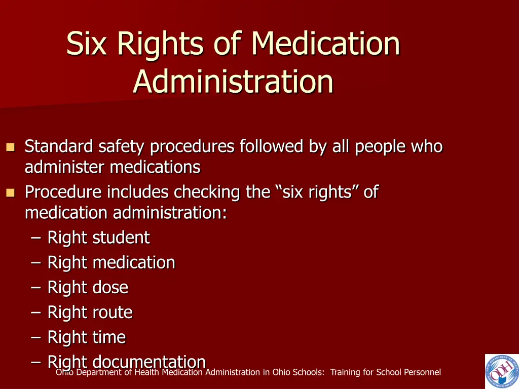 six rights of medication administration