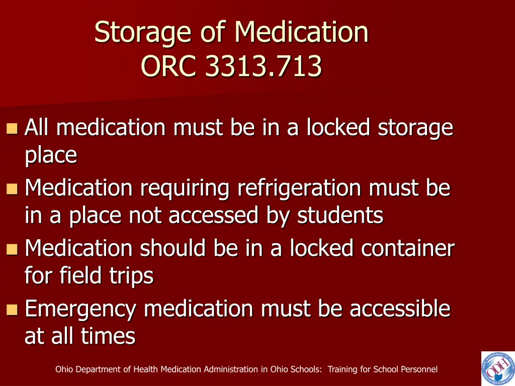 storage of medication orc 3313 713
