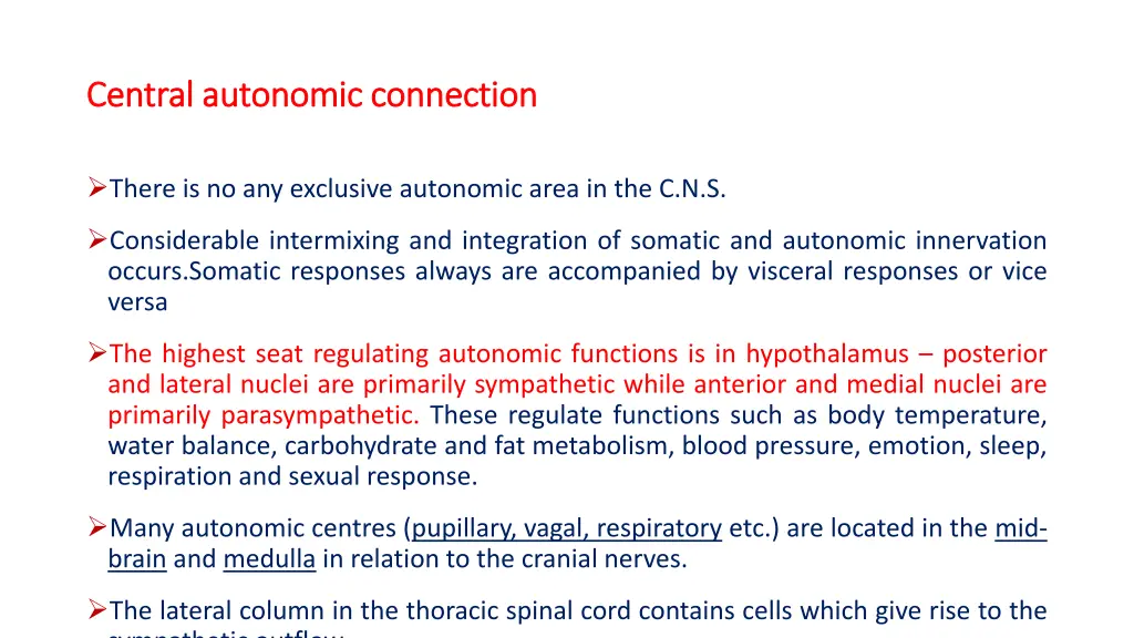 central autonomic connection central autonomic
