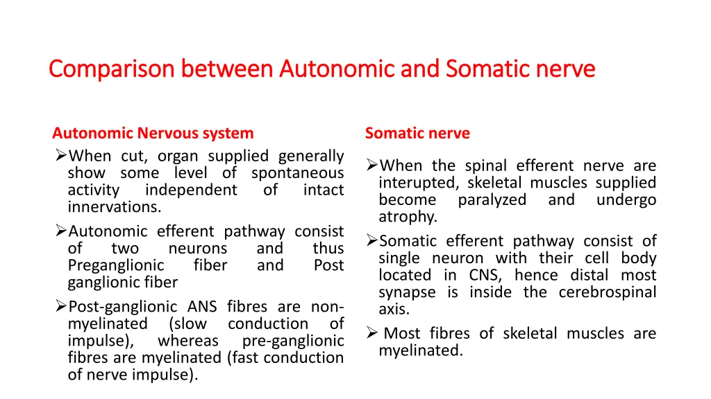 comparison between autonomic and somatic nerve 1