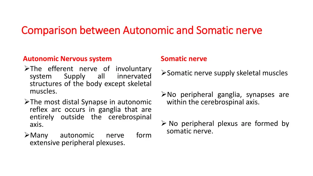 comparison between autonomic and somatic nerve
