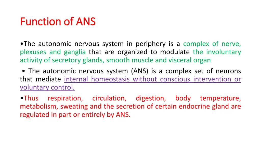 function of ans function of ans