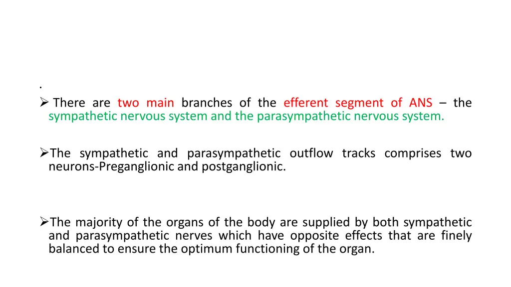 there are two main branches of the efferent