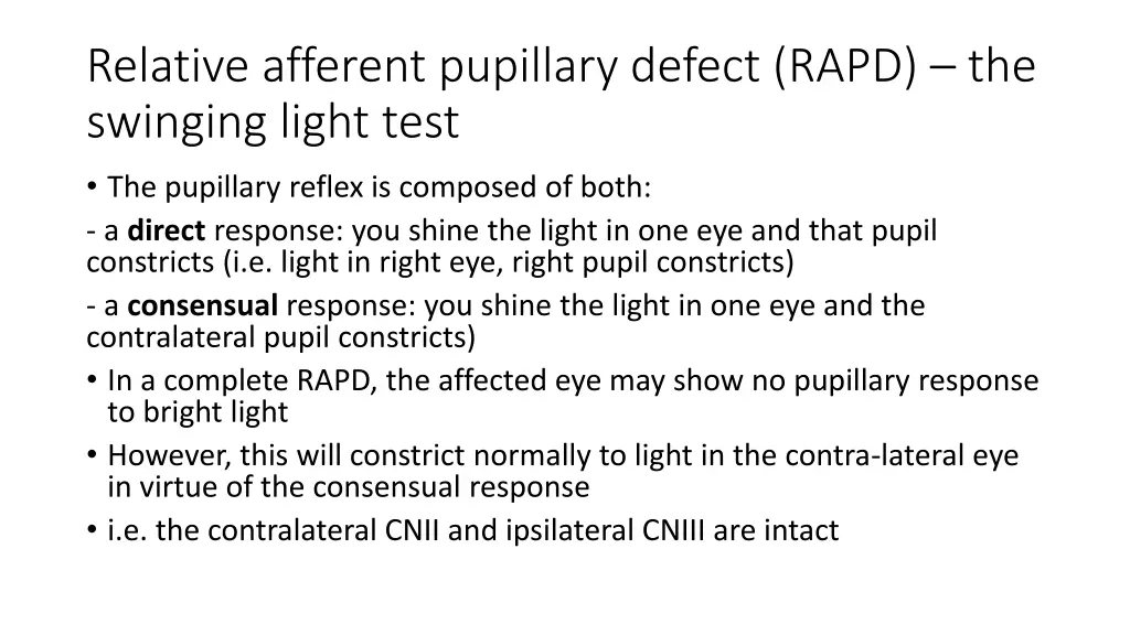 relative afferent pupillary defect rapd 1