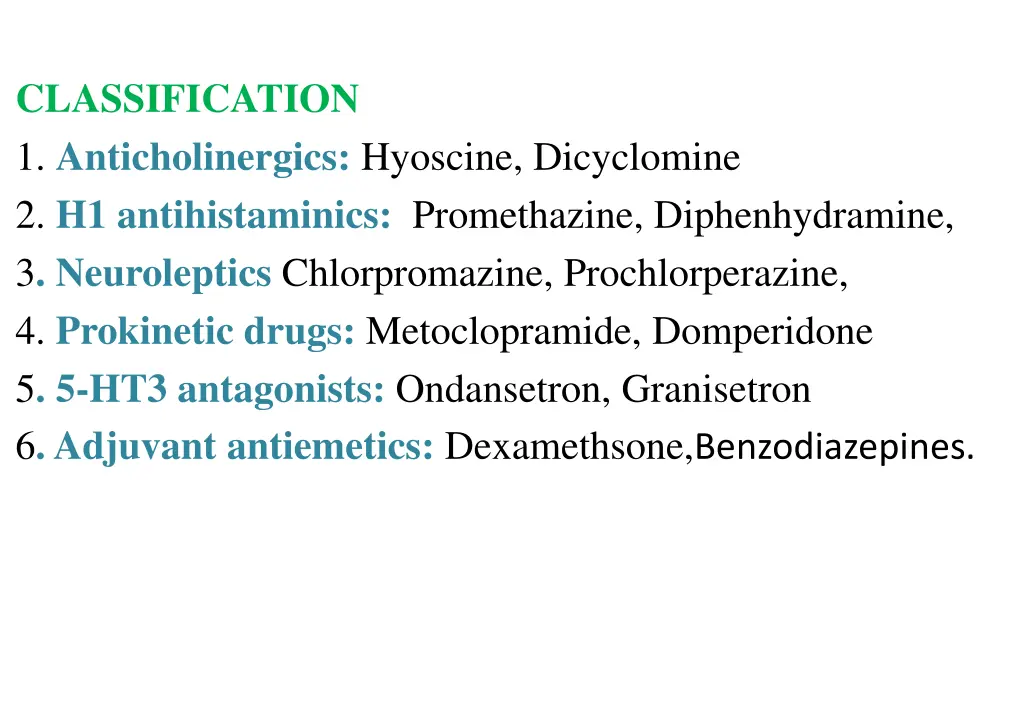 classification 1 anticholinergics hyoscine
