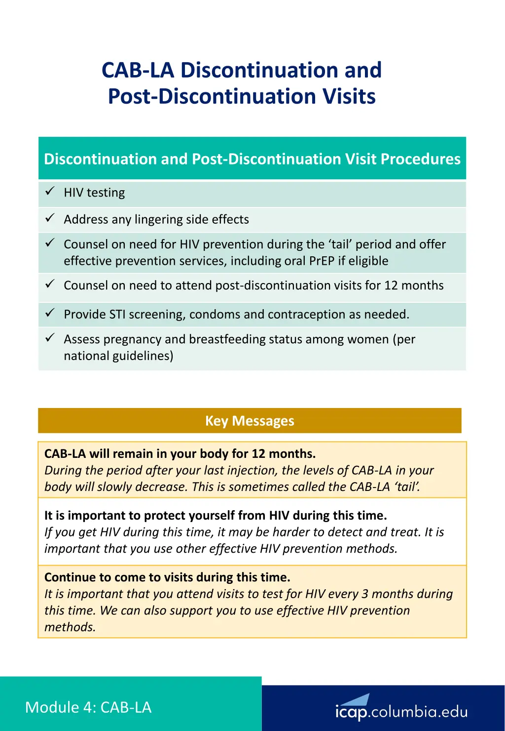 cab la discontinuation and post discontinuation
