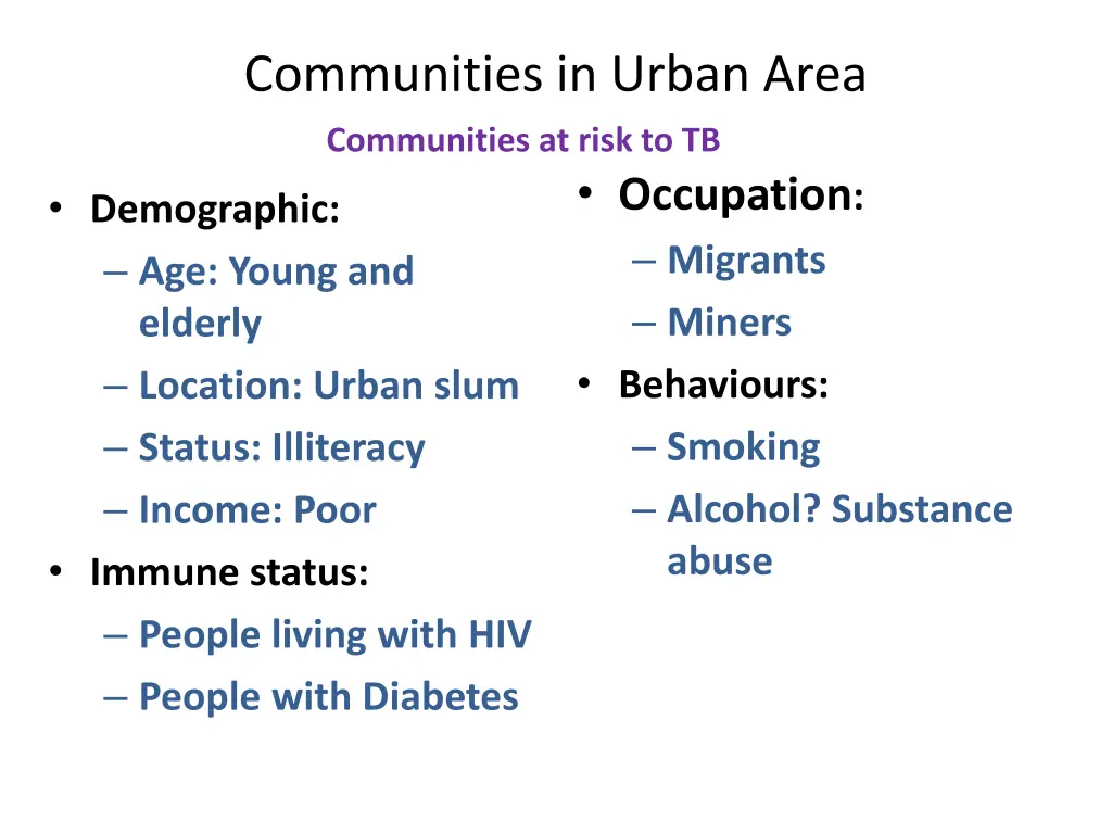 communities in urban area