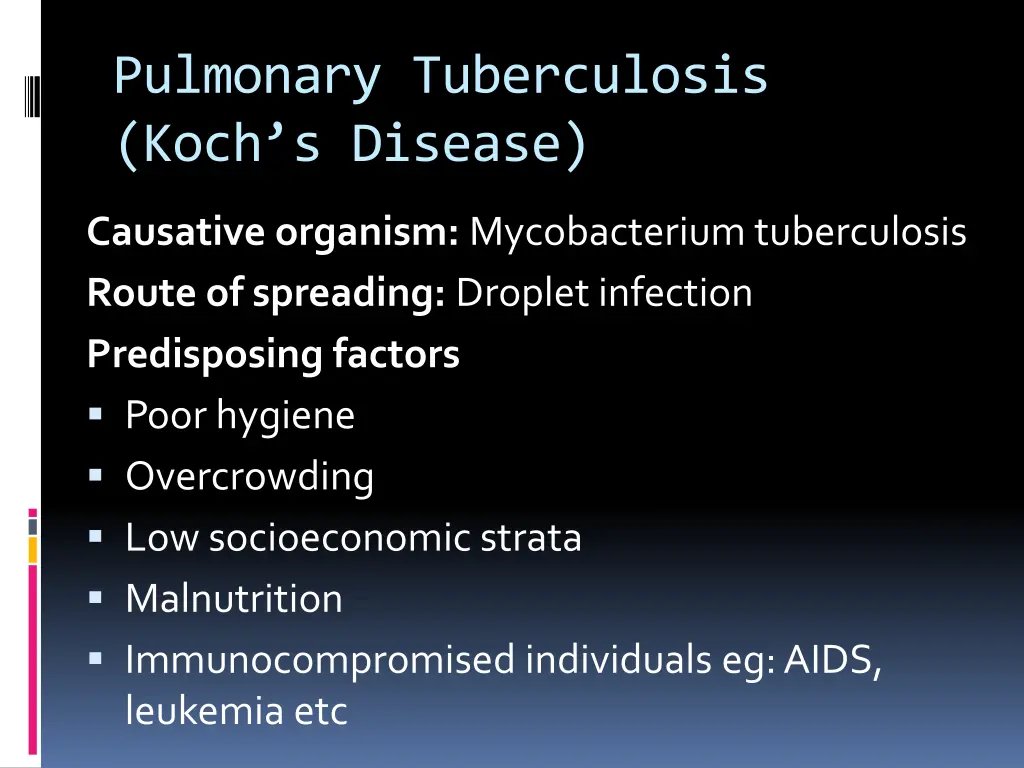 pulmonary tuberculosis koch s disease