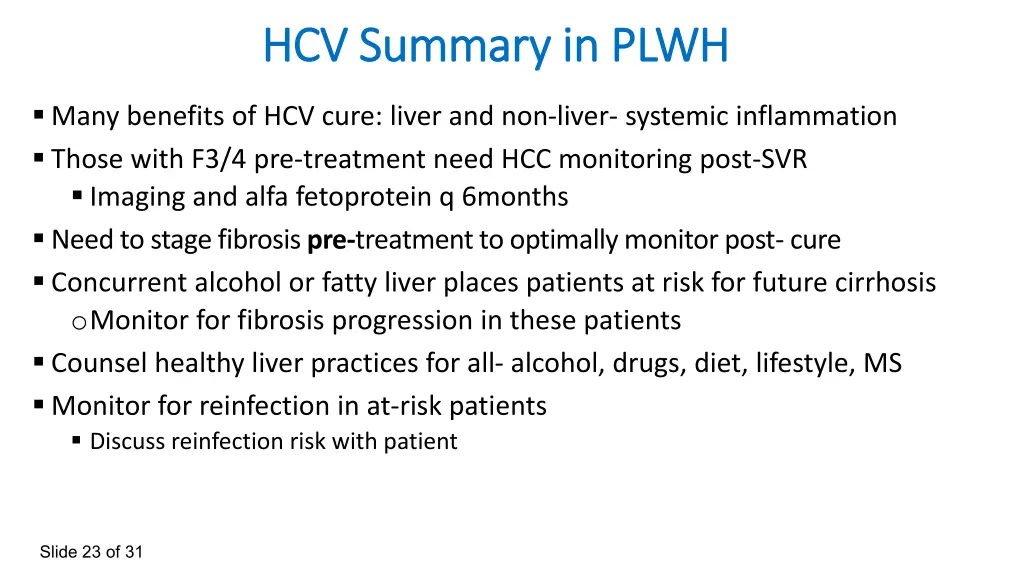 hcv summary in plwh hcv summary in plwh