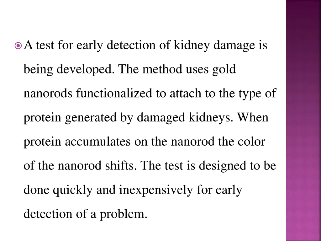 a test for early detection of kidney damage is