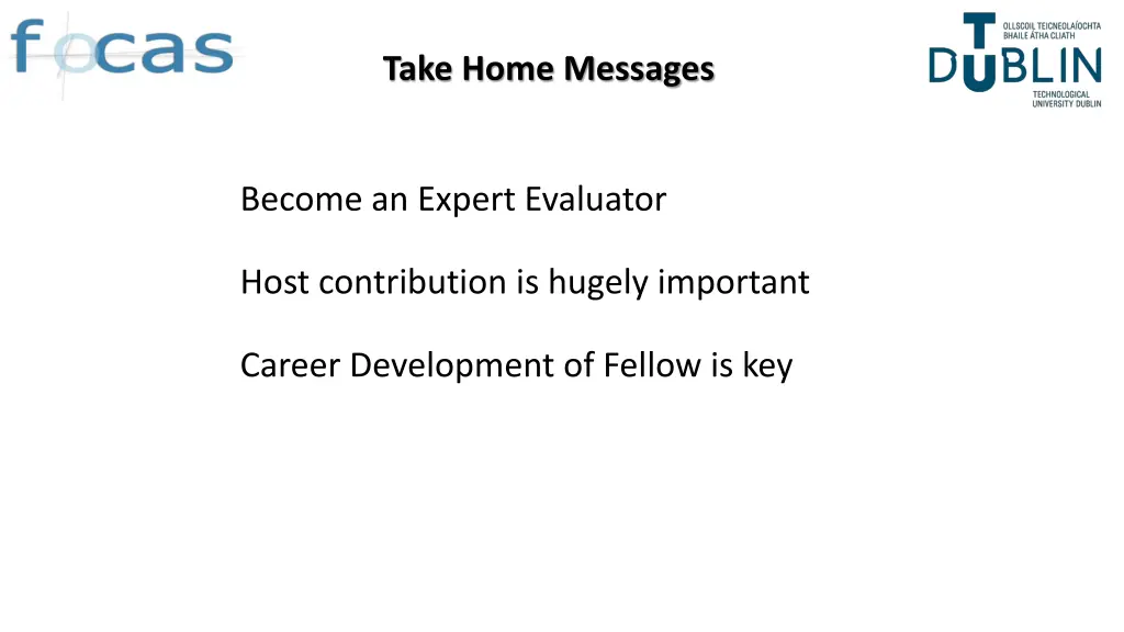 take home messages