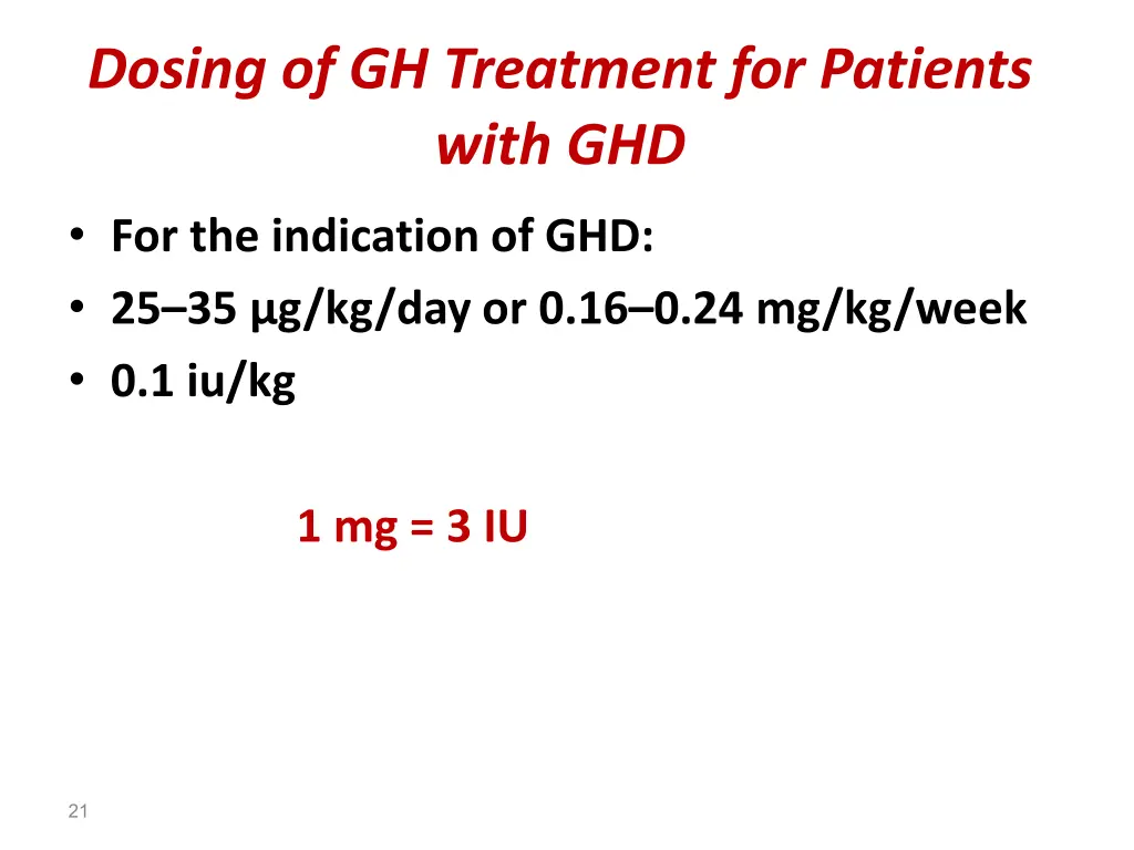 dosing of gh treatment for patients with ghd