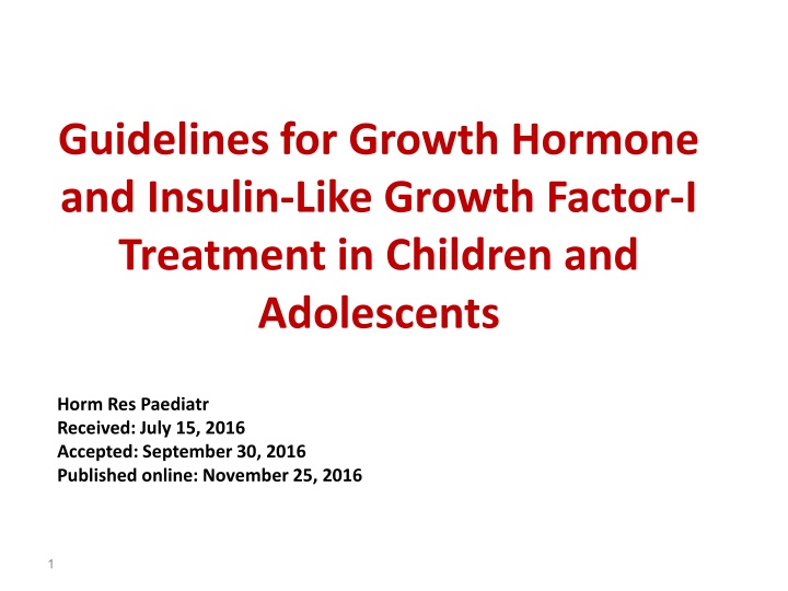 guidelines for growth hormone and insulin like