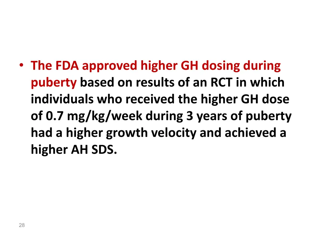 the fda approved higher gh dosing during puberty