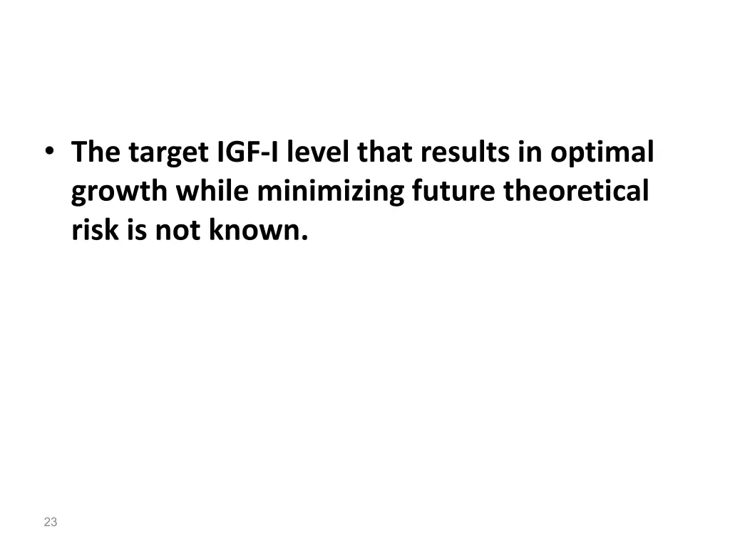 the target igf i level that results in optimal