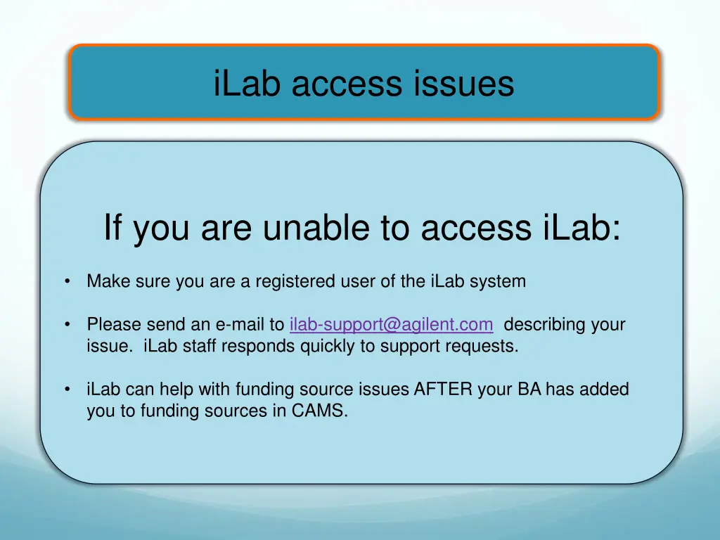 ilab access issues