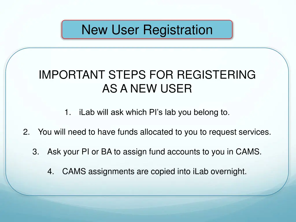 new user registration