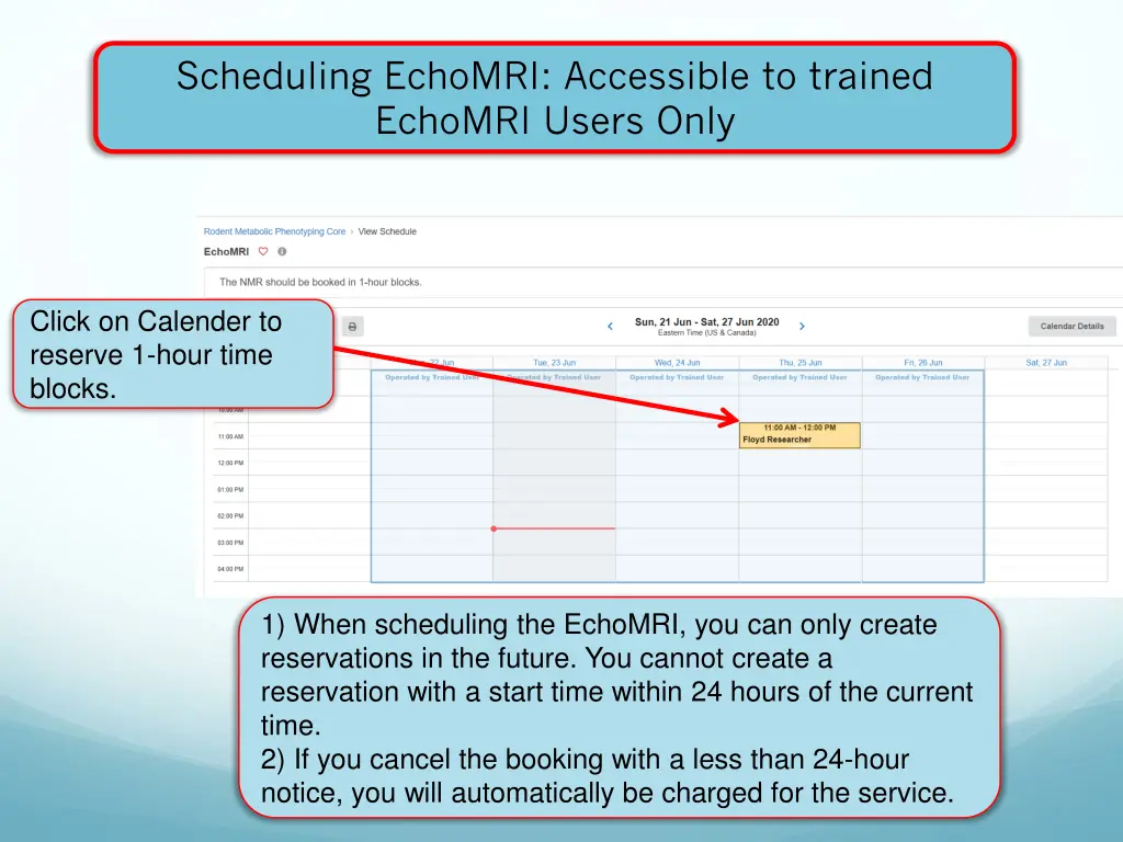 scheduling echomri accessible to trained echomri 1