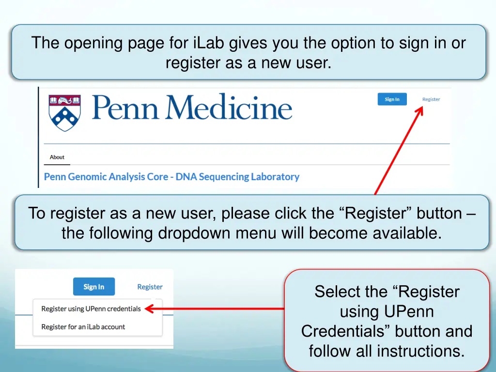 the opening page for ilab gives you the option