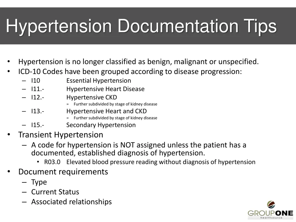 hypertension documentation tips
