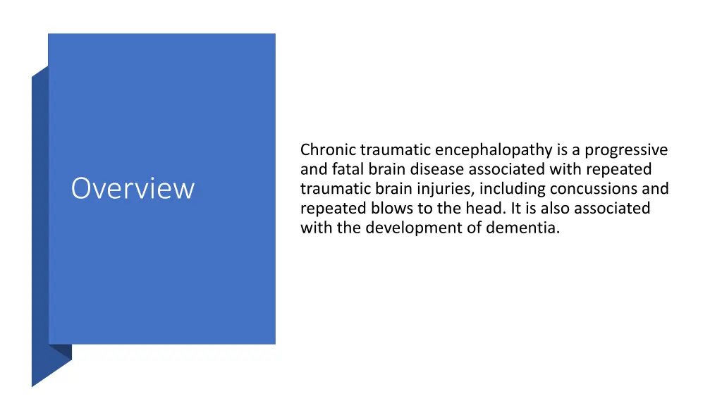 chronic traumatic encephalopathy is a progressive
