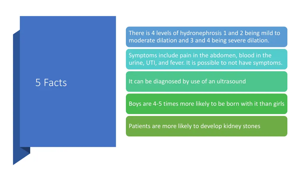 there is 4 levels of hydronephrosis 1 and 2 being