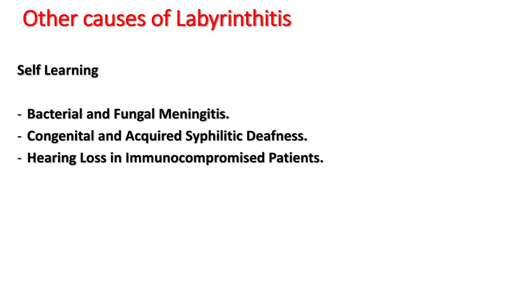 other causes of labyrinthitis other causes