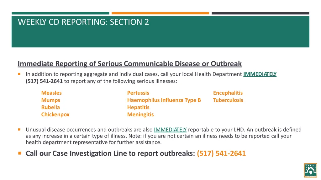 weekly cd reporting section 2