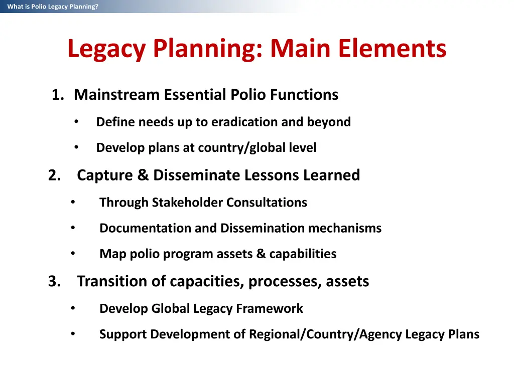 what is polio legacy planning