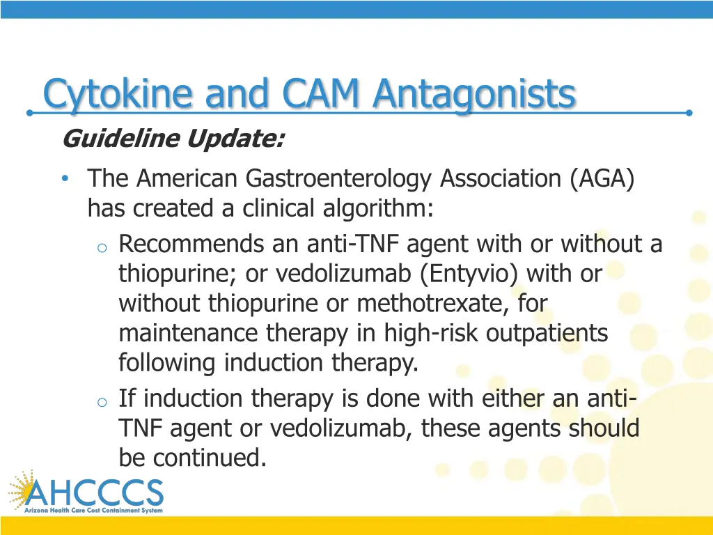 cytokine and cam antagonists guideline update 2