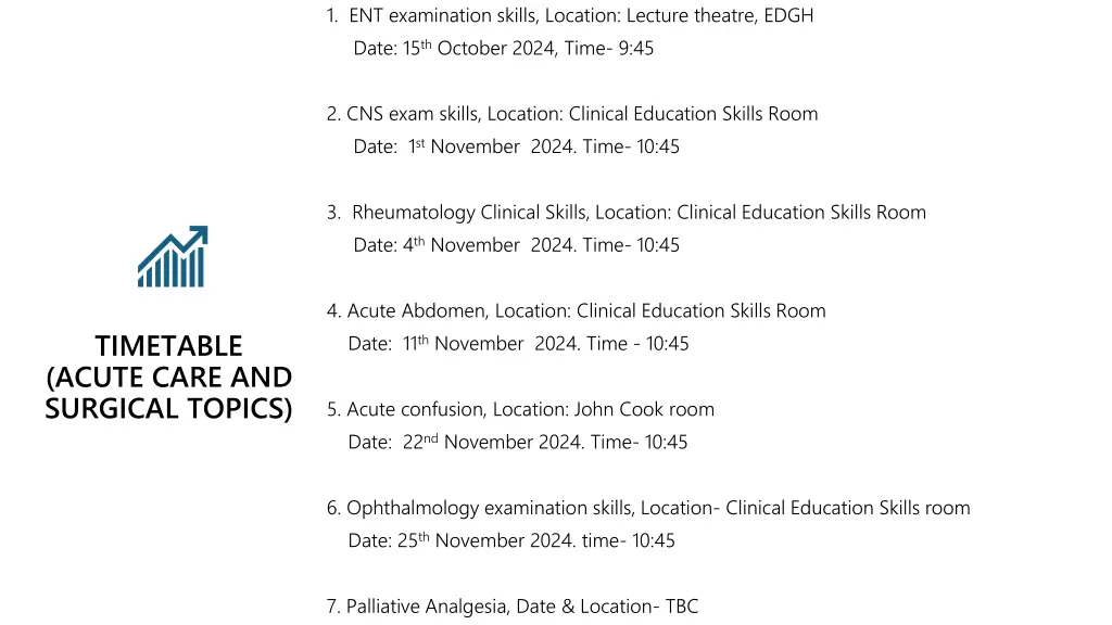 1 ent examination skills location lecture theatre