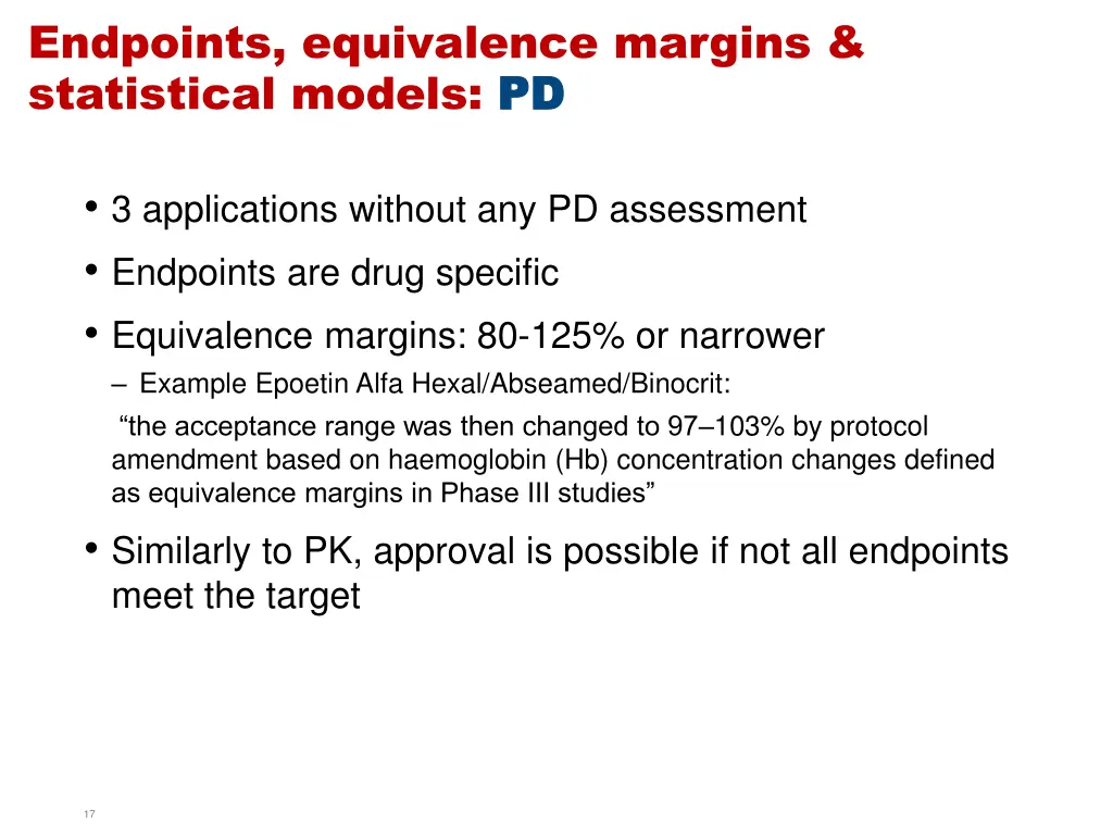 endpoints equivalence margins statistical models 4