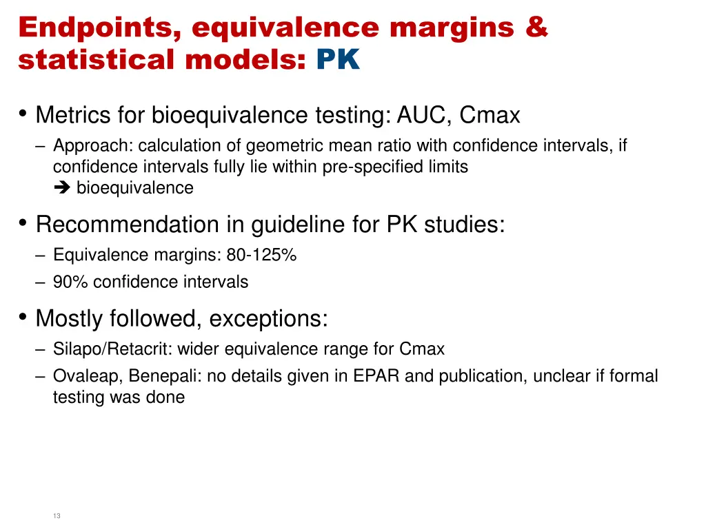 endpoints equivalence margins statistical models
