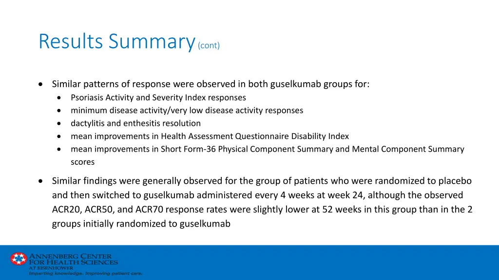 results summary cont