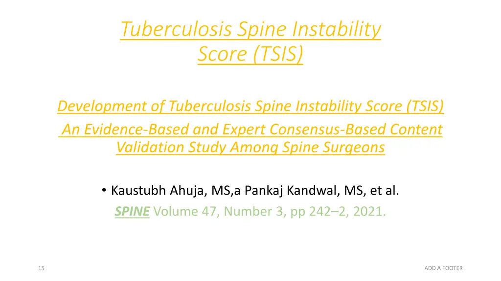 tuberculosis spine instability score tsis