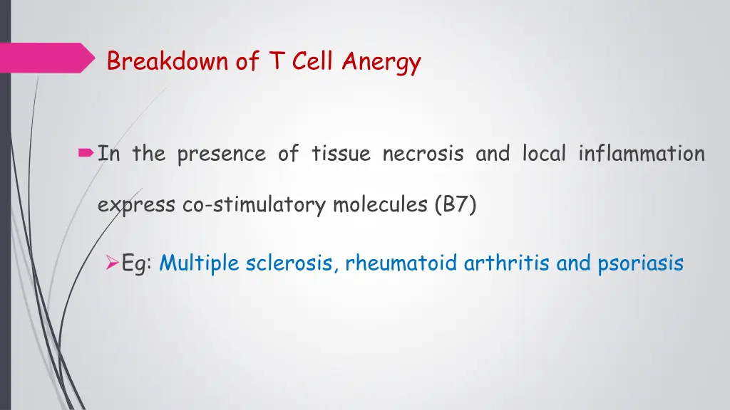 breakdown of t cell anergy