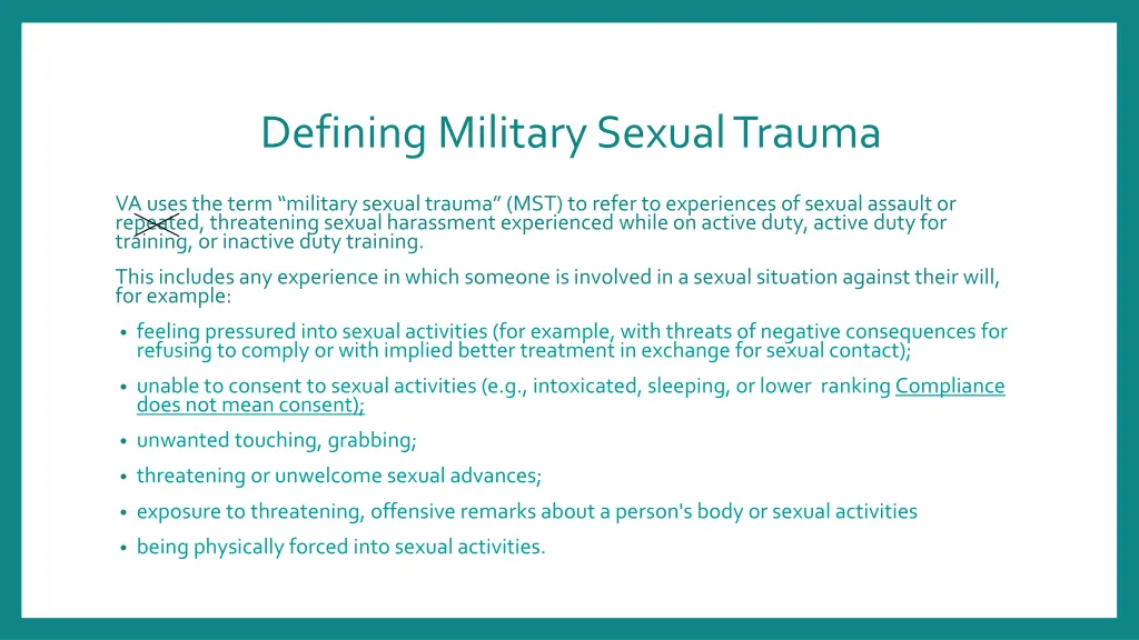 defining military sexual trauma