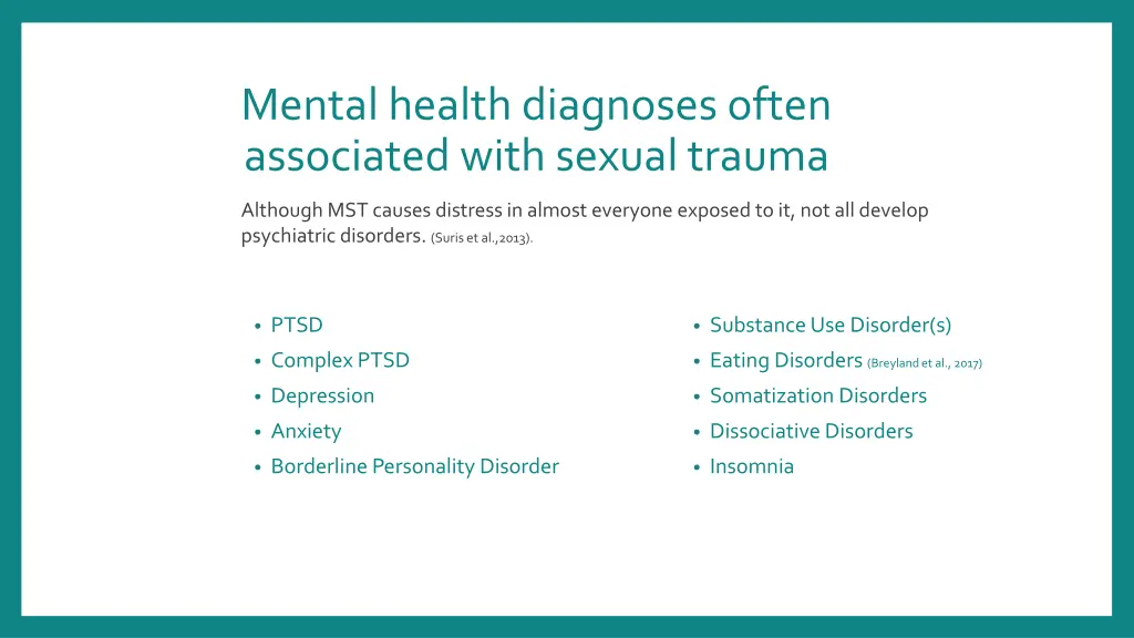 mental health diagnoses often associated with