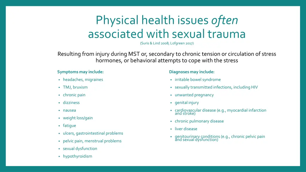 physical health issues often associated with