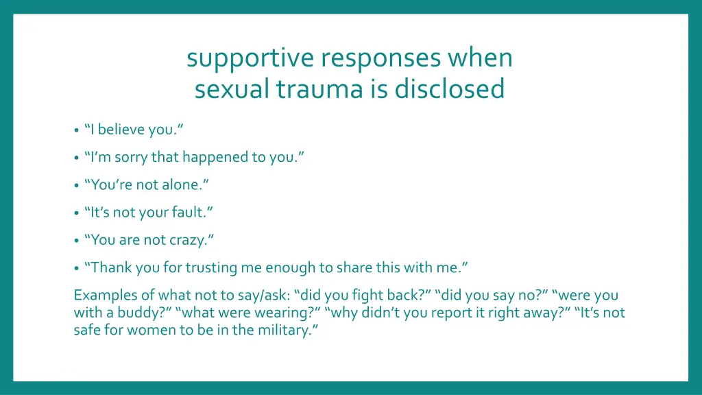 supportive responses when sexual trauma