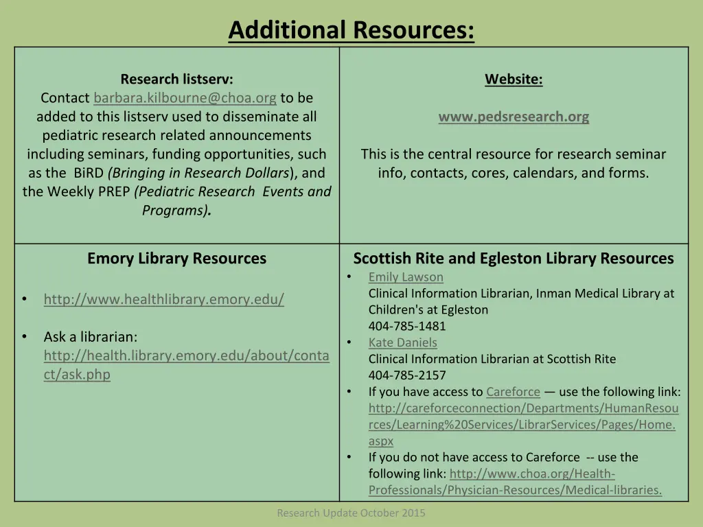 additional resources