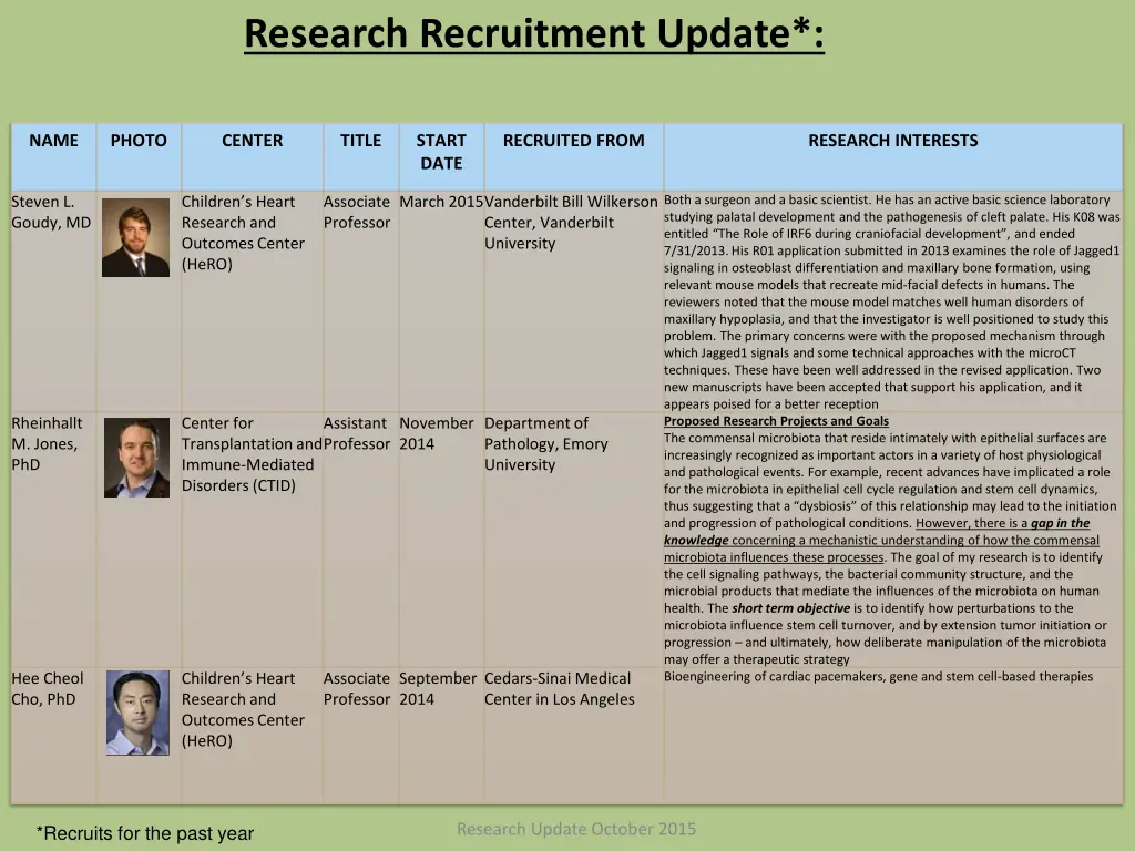 research recruitment update 3