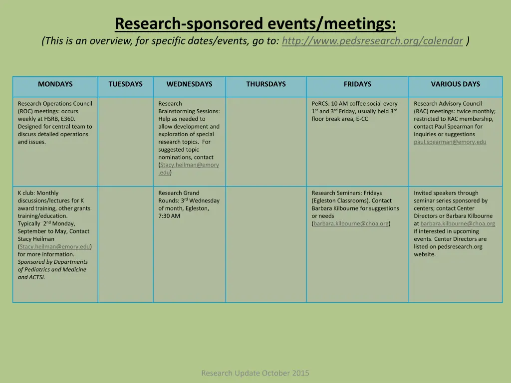 research sponsored events meetings this