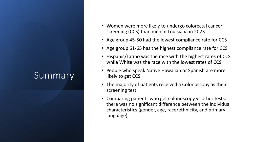 women were more likely to undergo colorectal