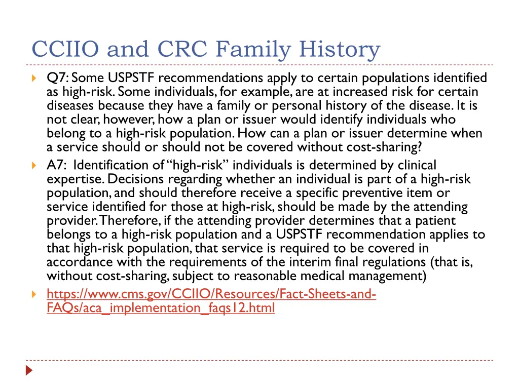 cciio and crc family history