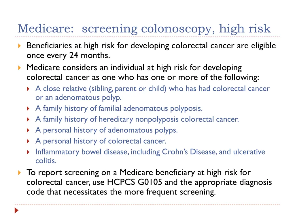 medicare screening colonoscopy high risk