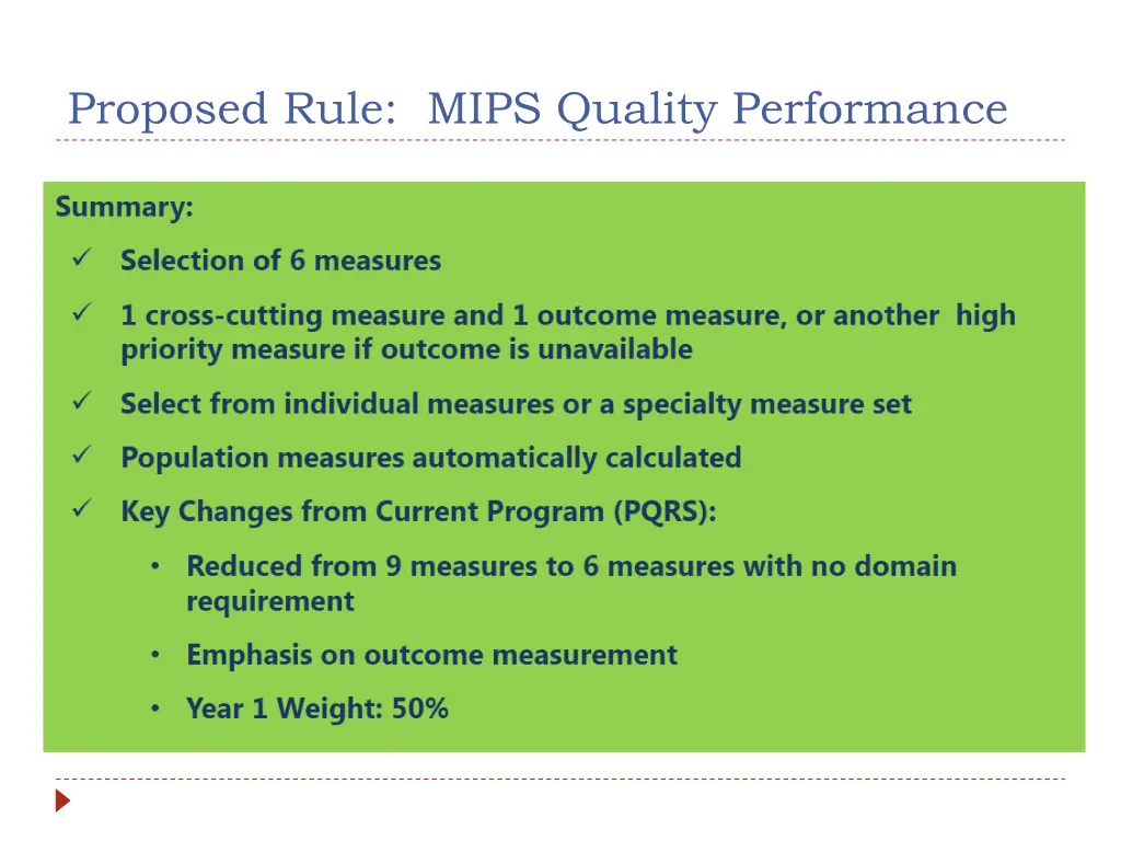 proposed rule mips quality performance